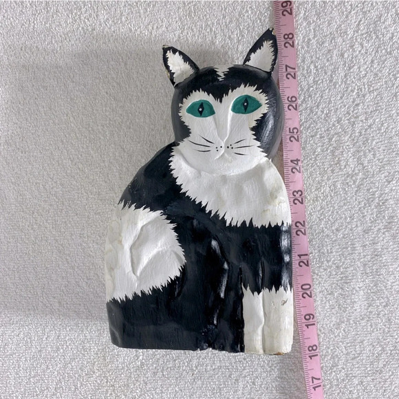 James Haddon Hand  Carved Wood Folk Art Cat Statue Kitty - Picture 16 of 16